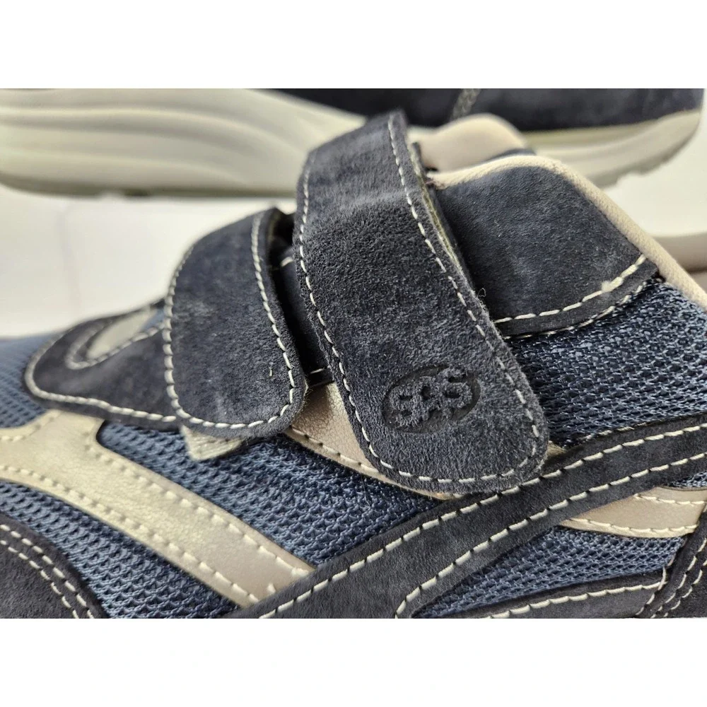 SAS JV Mesh Mens Sz 10 W Wide Navy Blue Suede Comfort Walking Sneakers Shoes‎